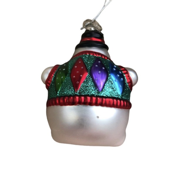 Department 56 Snowman With Sweater Mercury Glass Handpainted Ornament 5.5" - Picture 7 of 7